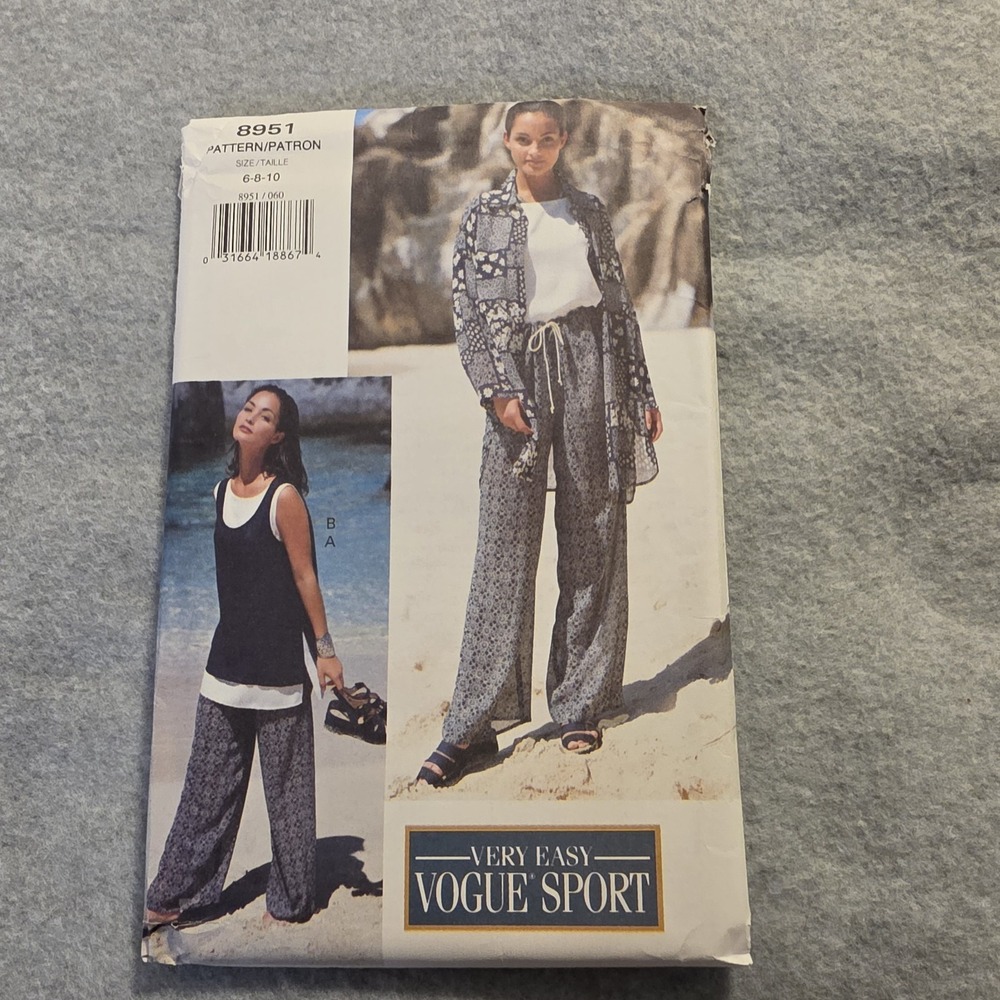 Vogue Sport 8951 Sewing Pattern Women's Sportswear Size 6 8 10